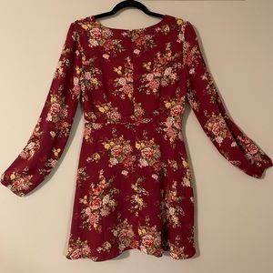 Burgundy Floral Forever 21 Dress Size L